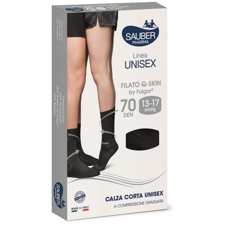 Sauber Linea Unisex Calza corta Q-Skin compressione graduata nera M Sauber Linea Unisex Calza corta Q-Skin compressione graduata nera M