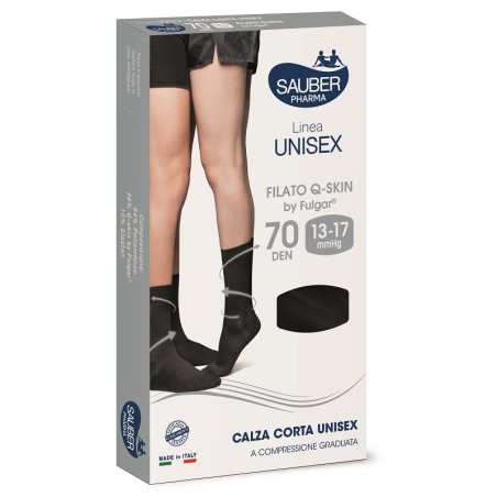 Sauber 13-17 mmHg Blu M Q-Skin 70 Denari Calza corta unisex Sauber 13-17 mmHg Blu M Q-Skin 70 Denari Calza corta unisex