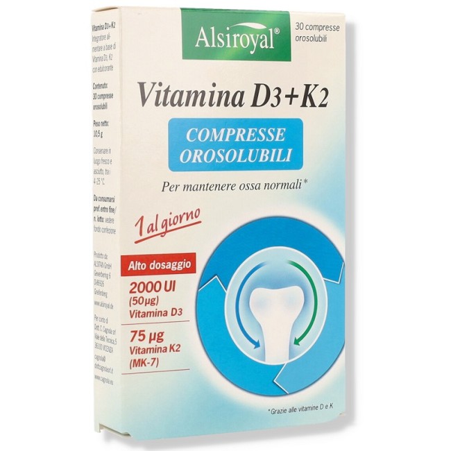Alsitan Alsiroyal Vitamina D3+k2 30 Compresse Orosolubili Alsitan Alsiroyal Vitamina D3+k2 30 Compresse Orosolubili