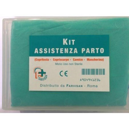 Kit assistenza al parto abbigliamento protettivo con camice + mascherina chirurgica + cuffia monouso + copriscarpe