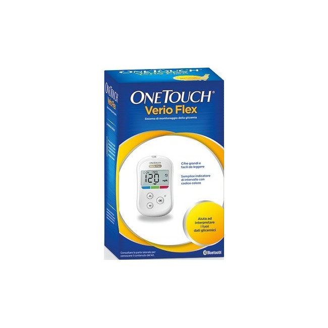 Kit per la determinazione della glicemia onetouch verio flex system glucometro + penna pungidito + 10 lancette + 10 strisce reat Kit per la determinazione della glicemia onetouch verio flex system glucometro + penna pungidito + 10 lancette + 10 strisce reat