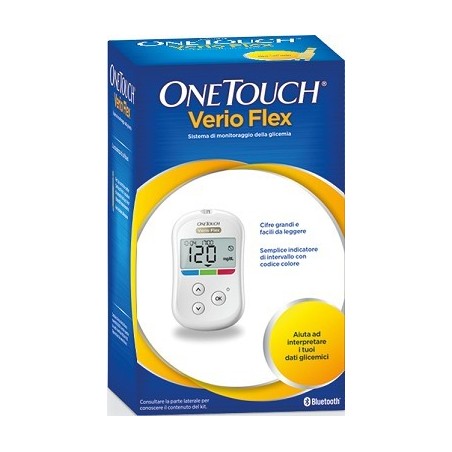 Kit per la determinazione della glicemia onetouch verio flex system glucometro + penna pungidito + 10 lancette + 10 strisce reat Kit per la determinazione della glicemia onetouch verio flex system glucometro + penna pungidito + 10 lancette + 10 strisce reat