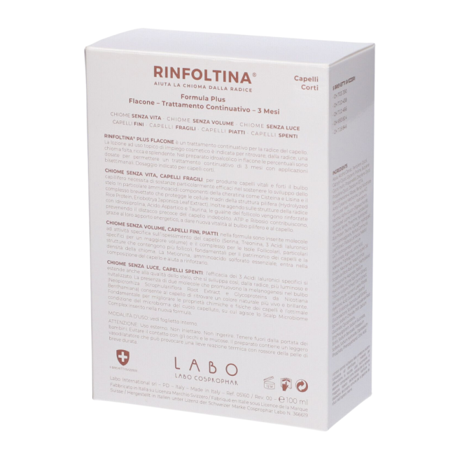 Rinfoltina formula plus capelli corti 3 mesi di trattamento 100 ml Rinfoltina formula plus capelli corti 3 mesi di trattamento 100 ml