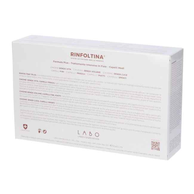 Rinfoltina formula plus capelli medi 1 mese di trattamento 20 fiale da 3,5 ml
