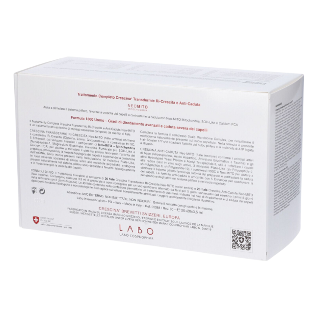Crescina ri-crescita neo mito 1300 uomo tc 20+20 fiale 3,5 ml Crescina ri-crescita neo mito 1300 uomo tc 20+20 fiale 3,5 ml