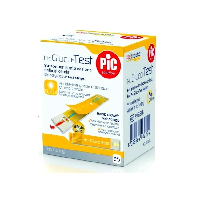 Strisce misurazione glicemia pic glucotest 25 pezzi Strisce misurazione glicemia pic glucotest 25 pezzi