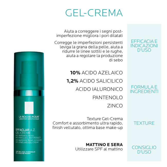 La Roche-Posay Effaclar Az Gel Crema Tendenza Acneica 40 Ml La Roche-Posay Effaclar Az Gel Crema Tendenza Acneica 40 Ml