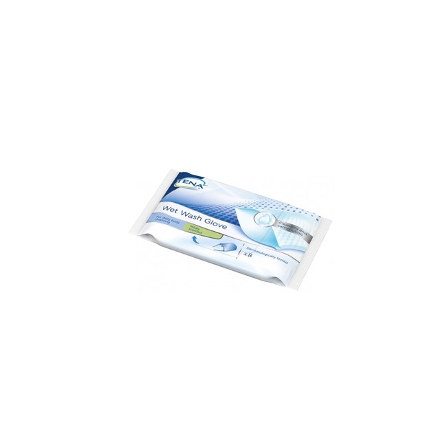 Tena wet wash glove guanto detergente umidificato 8 pezzi Tena wet wash glove guanto detergente umidificato 8 pezzi