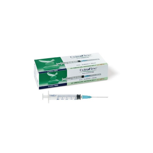 Siringa ipodermica extrafine 2,5 cc g23 0,60x30 10 pezzi Siringa ipodermica extrafine 2,5 cc g23 0,60x30 10 pezzi