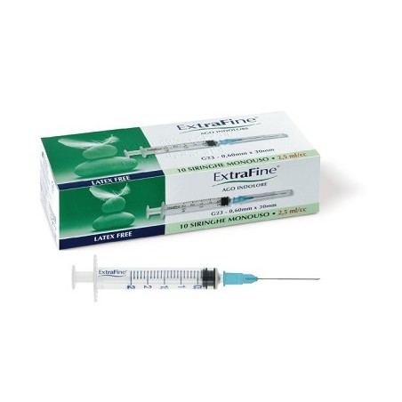 Siringa ipodermica extrafine 2,5 cc g23 0,60x30 10 pezzi