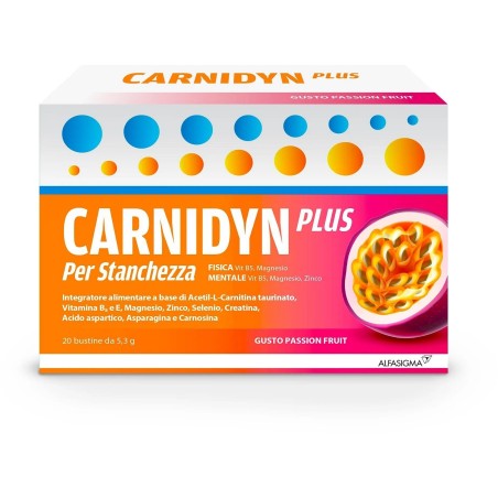 Alfasigma Carnidyn Plus 20 Bustine Da 5,3 G Gusto Passion Fruit