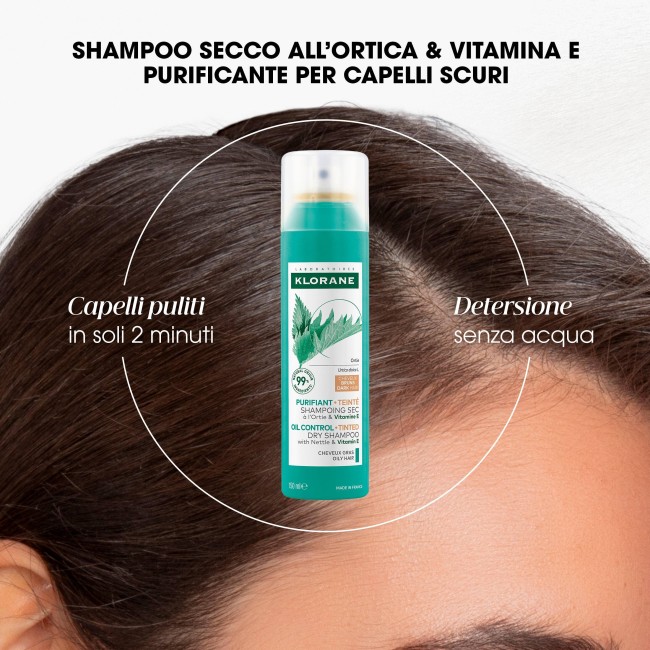 Klorane Shampoo secco Ortica e Vitamina e capelli scuri 150 ml Klorane Shampoo secco Ortica e Vitamina e capelli scuri 150 ml