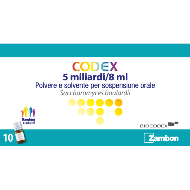 BIOCODEX Codex 5 Miliardi/8 Ml Polvere E Solvente Per Sospensione Orale Saccharomyces Boulardii