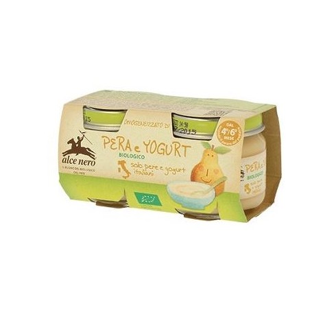 Alce Nero Omogeneizzato Pera E Yogurt Baby Food Bio 2 X 80 G
