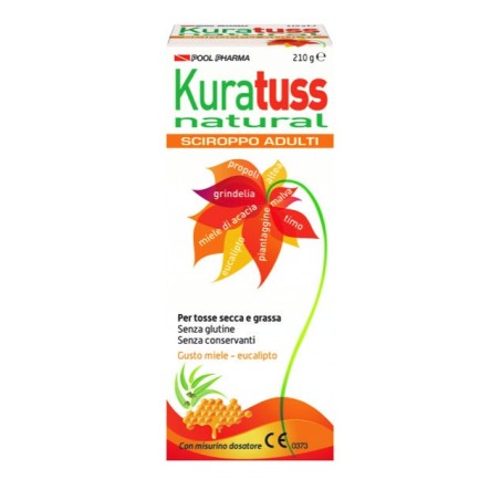 Pool Pharma Kuratuss Natural Sciroppo Adulti Per Tosse Secca E Grassa Con Misurino Dosatore Gusto Miele Eucalipto 210 G
