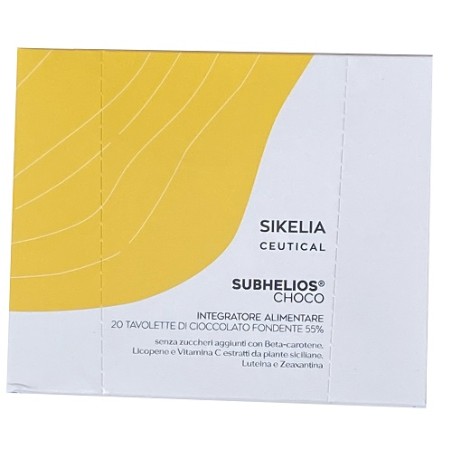 Sikelia Ceutical Subhelios Choco 20 Barrette Di Cioccolato Fondente 55% Da 7 G Sikelia Ceutical Subhelios Choco 20 Barrette Di Cioccolato Fondente 55% Da 7 G