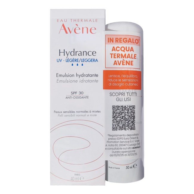 Avène Crema Hydrance Leggera Uv 40ml + Acqua Termale 50ml Avène Crema Hydrance Leggera Uv 40ml + Acqua Termale 50ml