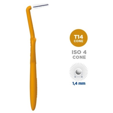 Scovolino Curasept Proxi Angle Misura T14 Conico Iso 4 Colore Ocra Diametro 1,4 Mm