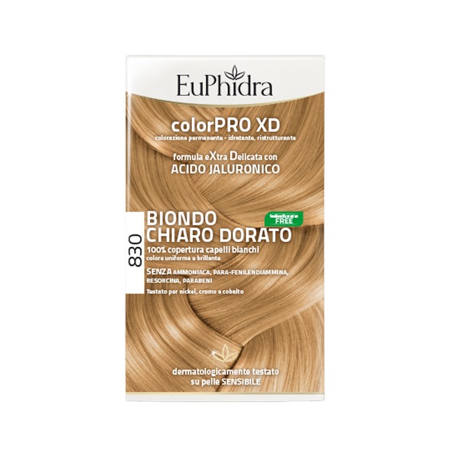 Zeta Farmaceutici Euphidra Colorpro Xd 830 Biondo Chiaro Dorato Gel Colorante Capelli In Flacone + Attivante + Balsamo + Guanti