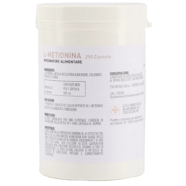 Olcelli Farmaceutici L-metionina 500mg 250 Capsule Olcelli Farmaceutici L-metionina 500mg 250 Capsule