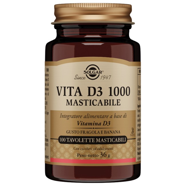 Solgar Vita D3 1000 100 Tavolette Masticabili Solgar Vita D3 1000 100 Tavolette Masticabili