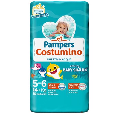 Fater Pampers Costumino Baby Shark Cp S 5-6 10 Pezzi Fater Pampers Costumino Baby Shark Cp S 5-6 10 Pezzi