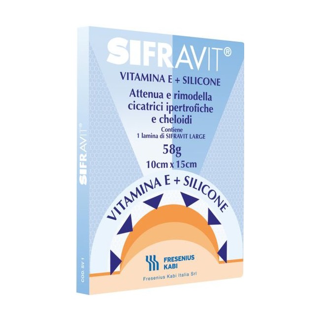 Fresenius Kabi Placca In Silicone E Vitamina E Sifravit Dimensioni 15x10cm. Indicata Nel Trattamento Di Cheloidi E Cicatrici Ipe Fresenius Kabi Placca In Silicone E Vitamina E Sifravit Dimensioni 15x10cm. Indicata Nel Trattamento Di Cheloidi E Cicatrici Ipe