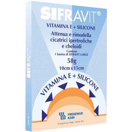 Fresenius Kabi Placca In Silicone E Vitamina E Sifravit Dimensioni 15x10cm. Indicata Nel Trattamento Di Cheloidi E Cicatrici Ipe