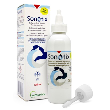 Vetoquinol Sonotix Detergente Auricolare Profondo Cani E Gatti 120 Ml + Cannula Corta Rigida + Cannula Lunga Flessibile Vetoquinol Sonotix Detergente Auricolare Profondo Cani E Gatti 120 Ml + Cannula Corta Rigida + Cannula Lunga Flessibile