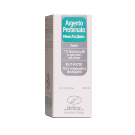 New Fa. Dem. Argento Proteinato New.fa.dem. Bambini 0,5% Gocce Nasali E Auricolari, Soluzione Argento Proteinato New.fa.dem. Adu New Fa. Dem. Argento Proteinato New.fa.dem. Bambini 0,5% Gocce Nasali E Auricolari, Soluzione Argento Proteinato New.fa.dem. Adu