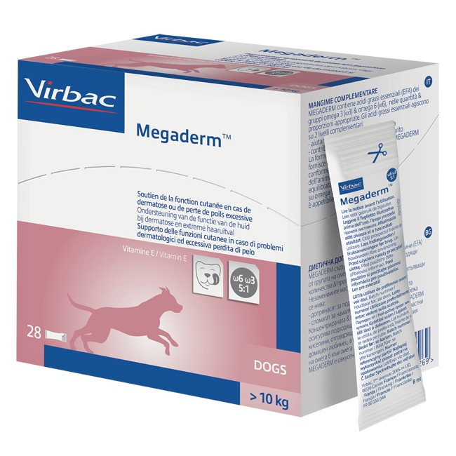 Virbac Megaderm Supplemento Cani Superiori A 10 Kg Scatola Da 28 Sacchetti Monodose 4 Ml Virbac Megaderm Supplemento Cani Superiori A 10 Kg Scatola Da 28 Sacchetti Monodose 4 Ml