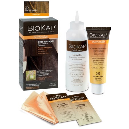 Bios Line Biokap Nutricolor 7,0 Biondo Medio Tinta Tubo + Flacone Bios Line Biokap Nutricolor 7,0 Biondo Medio Tinta Tubo + Flacone