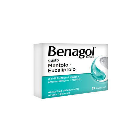 Reckitt Benckiser Benagol 1,2 Mg + 0,6 Mg + 8 Mg Pastiglie Gusto Mentolo-eucaliptolo 2,4-diclorobenzil Alcool + Amilmetacresolo Reckitt Benckiser Benagol 1,2 Mg + 0,6 Mg + 8 Mg Pastiglie Gusto Mentolo-eucaliptolo 2,4-diclorobenzil Alcool + Amilmetacresolo