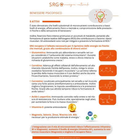SRG Recupero per energia naturale per stanchezza e affaticamento 14 bustine SRG Recupero per energia naturale per stanchezza e affaticamento 14 bustine