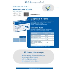 SRG Magnesio 4 Fonti Integratore per energia, muscoli e ossa 30 compresse SRG Magnesio 4 Fonti Integratore per energia, muscoli e ossa 30 compresse