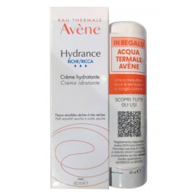 Avène Hydrance Crema Ricca + Acqua Termale Spray per pelli secche