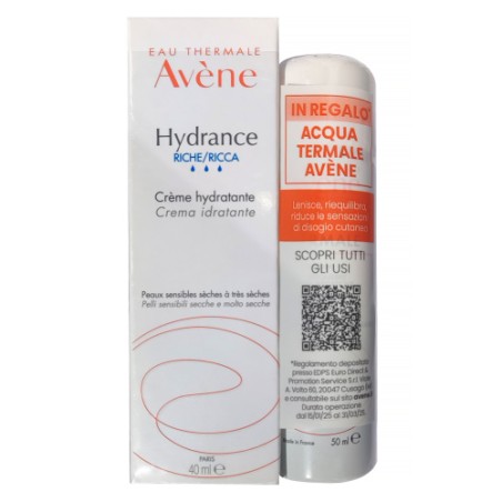 Avène Hydrance Crema Ricca + Acqua Termale Spray per pelli secche Avène Hydrance Crema Ricca + Acqua Termale Spray per pelli secche