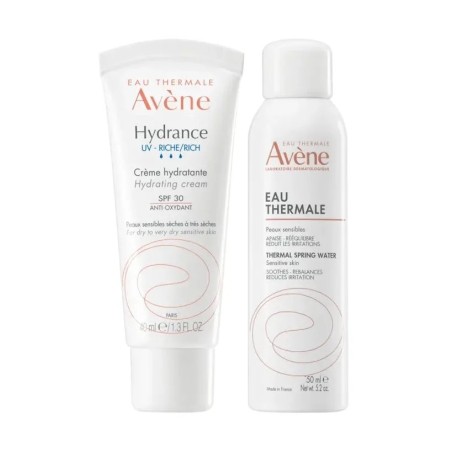 Avène Hydrance Crema Ricca UV + Acqua Termale 90 ml per pelle secca
