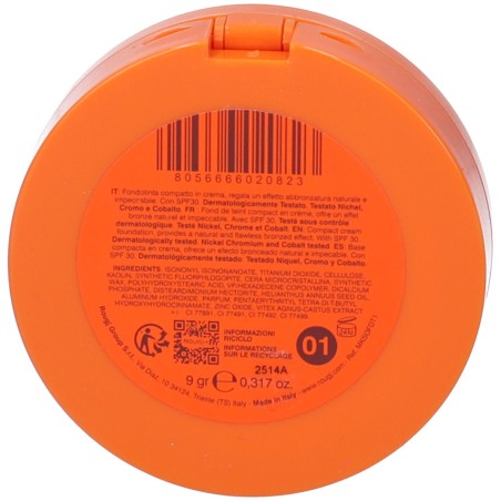 Rougj+ Fondotinta compatto solare SPF30 Sun Effect Tonalità 01
