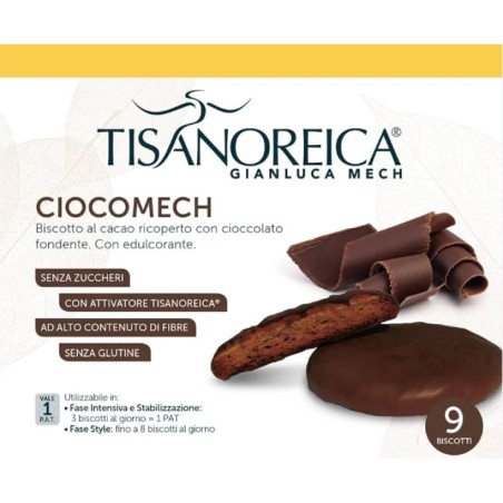 Tisanoreica Ciocomech Biscotto proteico al cacao con cioccolato senza glutine 39 g Tisanoreica Ciocomech Biscotto proteico al cacao con cioccolato senza glutine 39 g