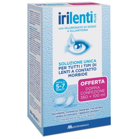 Montefarmaco Soluzione Unica Per Lenti A Contatto Irilenti 2 Pezzi 360 Ml + 100 Ml Montefarmaco Soluzione Unica Per Lenti A Contatto Irilenti 2 Pezzi 360 Ml + 100 Ml