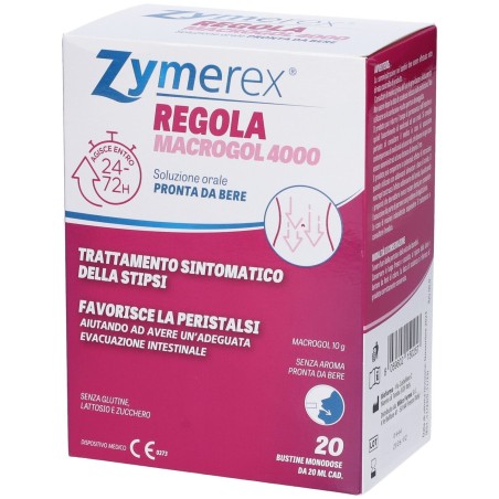 Difar Distribuzione Zymerex Regola Macrogol 4000 20 Bustine Da 20 Ml