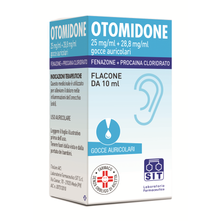 Sit Laboratorio Farmaceutico Otomidone 25 Mg/ml + 28,8 Mg/ml Gocce Auricolari Fenazone + Procaina Cloridrato Sit Laboratorio Farmaceutico Otomidone 25 Mg/ml + 28,8 Mg/ml Gocce Auricolari Fenazone + Procaina Cloridrato