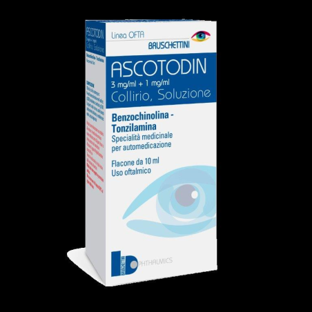 Bruschettini Ascotodin 3 Mg/ml + 1mg/ml Collirio N-metilbenzochinolina Metilsolfato E Tonzilamina Cloridrato Bruschettini Ascotodin 3 Mg/ml + 1mg/ml Collirio N-metilbenzochinolina Metilsolfato E Tonzilamina Cloridrato