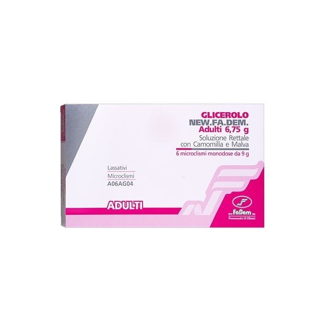 New Fa. Dem. Glicerolo New.fa.dem. Bambini 2,25 Soluzione Rettale Con Camomilla E Malva. Glicerolo New.fa.dem. Adulti 6,75 G Sol