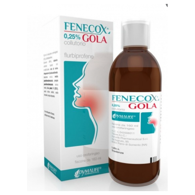 Dymalife Pharmaceutical Fenecox Gola 2,5 Mg/ml Collutorio Fenecox Gola 2,5 Mg/ml Spray Per Mucosa Orale Dymalife Pharmaceutical Fenecox Gola 2,5 Mg/ml Collutorio Fenecox Gola 2,5 Mg/ml Spray Per Mucosa Orale