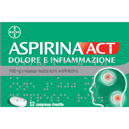 Bayer Aspirinaact Dolore E Infiammazione 1000 Mg Compresse Rivestite Acido Acetilsalicilico Bayer Aspirinaact Dolore E Infiammazione 1000 Mg Compresse Rivestite Acido Acetilsalicilico