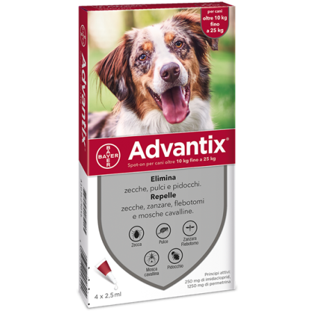 Elanco Advantix Spot-on Per Cani Oltre 10 Kg Fino A 25 Kg Elanco Advantix Spot-on Per Cani Oltre 10 Kg Fino A 25 Kg