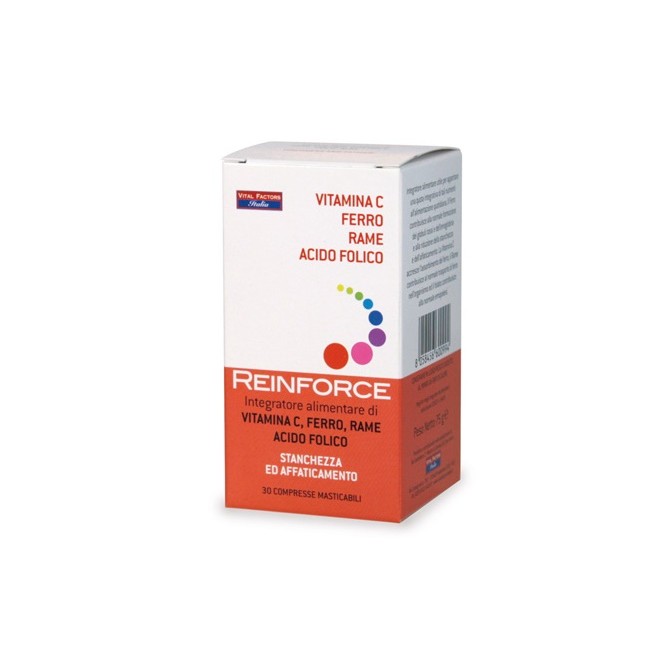 Vital Factors Reinforce Ferro + Rame + Vitamina C 30 Compresse Masticabili Vital Factors Reinforce Ferro + Rame + Vitamina C 30 Compresse Masticabili