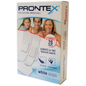 Safety Cerotto Prontex White Strips In Tessuto Non Tessuto Bianco Sterile 3 Formati 20 Pezzi